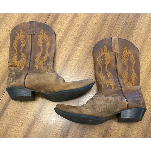 Harley‎ Davidson Brown Leather Western Cowboy Boots Men’s 8.5 Distressed main image 9